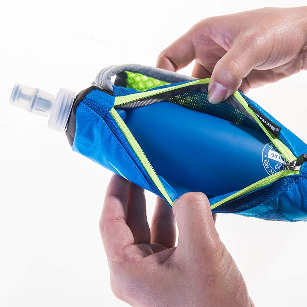 OUNERGY OUNERGY Handheld Water Bottle Bag with 500ml Soft Flask, Wear-Resistant Hydration Pack Suitable for Running Hiking Cycling (Black-with Bottle)