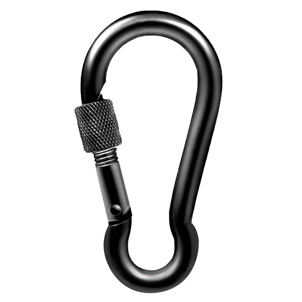 PROND PROND Locking Carabiners, Heavy Duty Carabiner, 316 Stainless Steel Screw Lock Carabiner Hooks (Black - 1PCS)