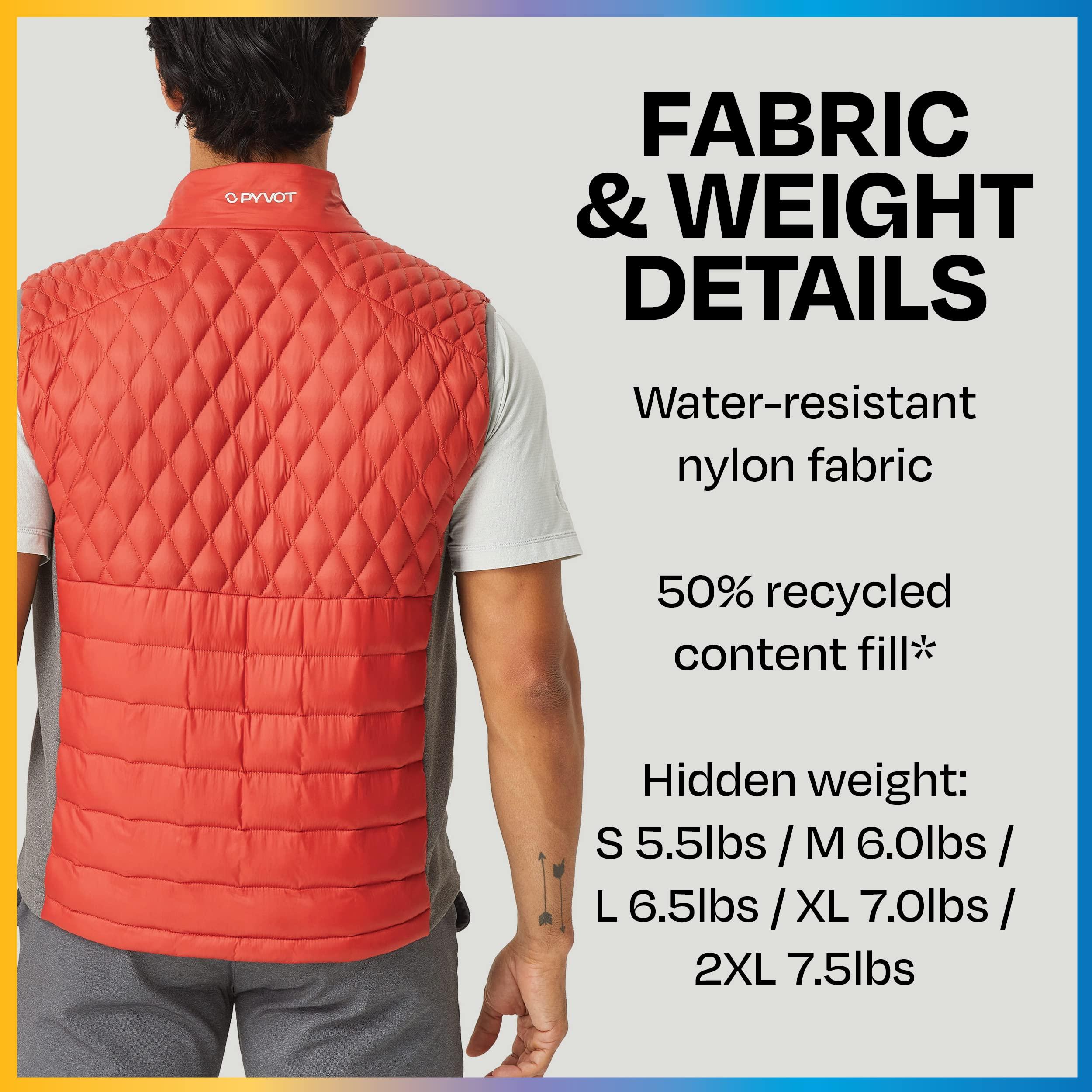 PYVOT PYVOT Mens Dash Weighted Quilted Vest, Weighted Blanket Inspired Clothing for Sensory Issues, Fitness, Stress Relief and Relaxation, 2X Large Size, Brick