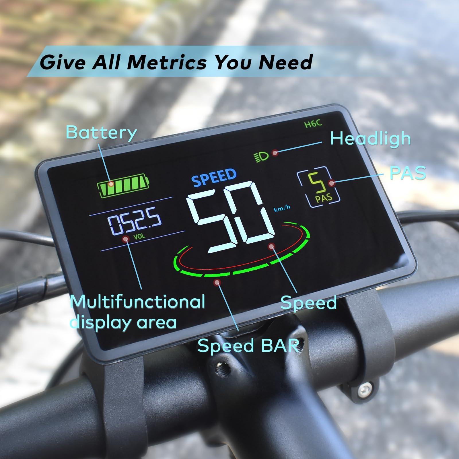 Mcezdy Mcezdy Ebike Display, UART No. 2 Protocol, 24V-60V Colorful Cycling Computer with Charging Port for Mobile Devices, Ebike LCD Display to Enrich Cycling Journey
