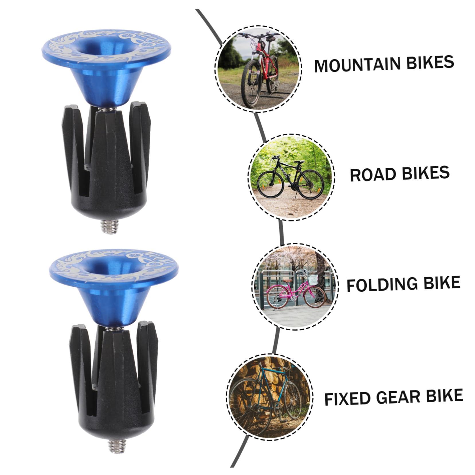 HANABASS HANABASS Aluminum Alloy Bar End Plugs for Mountain Road Bikes Lightweight Durable Caps with Silver Ring Easy to Install Handlebar End Caps Blue