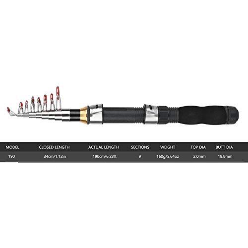 Alomejor Alomejor Fishing Rod Portable Small Short Sea Pole Mini Sea Fishing Tools Telescopic Fishing Rod for Travel Seawater Freshwater Bass Trout Fishing(1.9M)