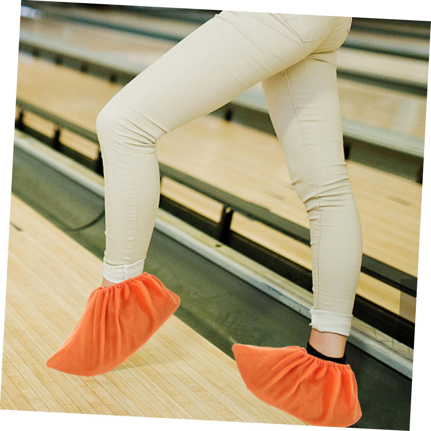 HONMEET HONMEET 2 Pairs Bowling Shoe Covers Sliders Bowling Machine Bowling Shoe Booties Sports Shoe Covers Bowling Pad Bowling Shoes Men Bowling Ball Shoe Covers Bowling Equipment Flannel Golden