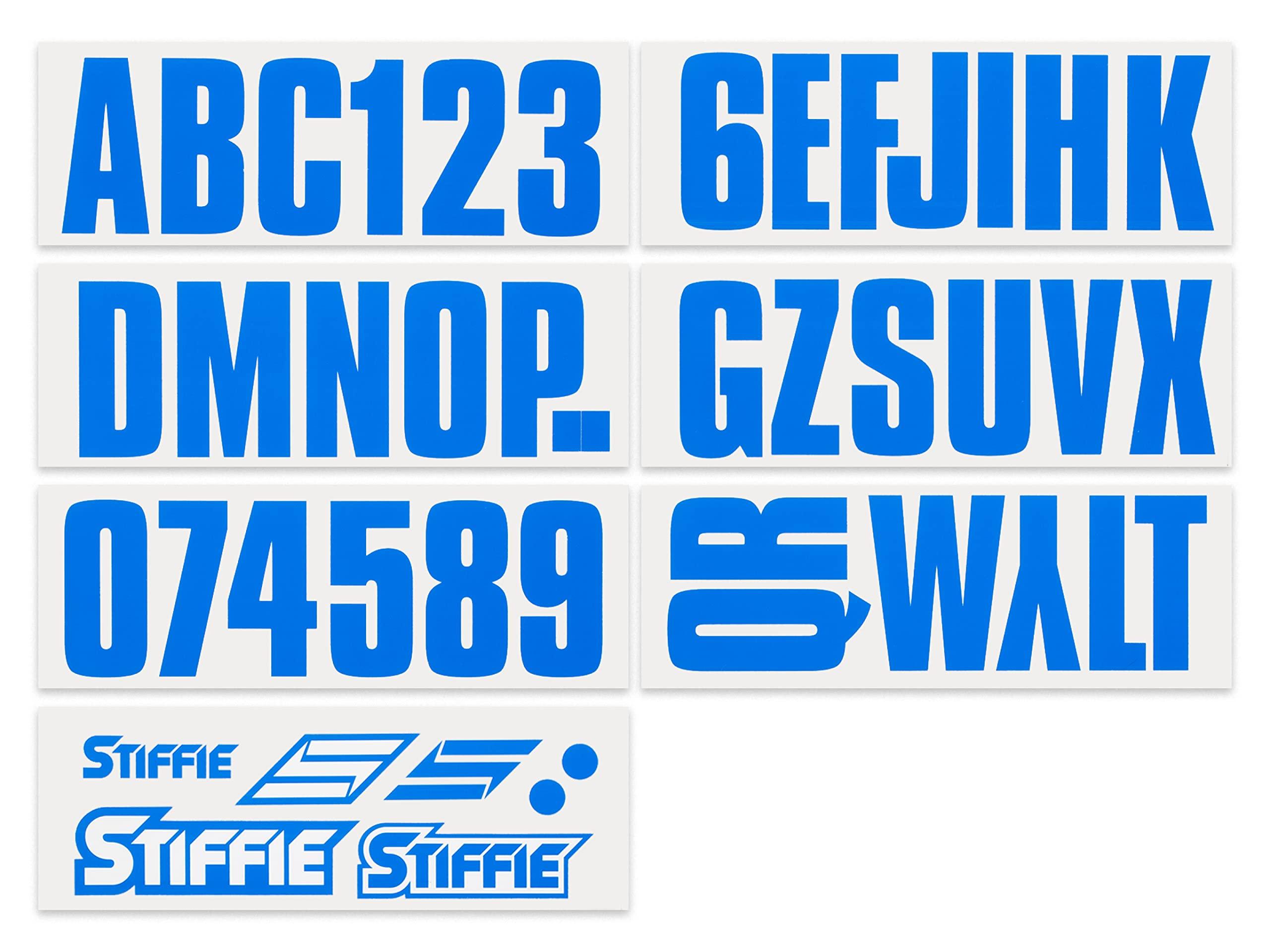 Stiffie STIFFIE Uniline Octane Blue 3\" Super Sticky Boat & PWC Registration Decals  Numbers Letters Stickers