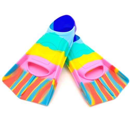 Gugmoy Gugmoy Kids Swim Fins,Comfortable Silicone Flippers for Swimming and Diving,Size Suitable Beginners Kids Girls Boys Adults (XX-Small, ZAColorful-A)