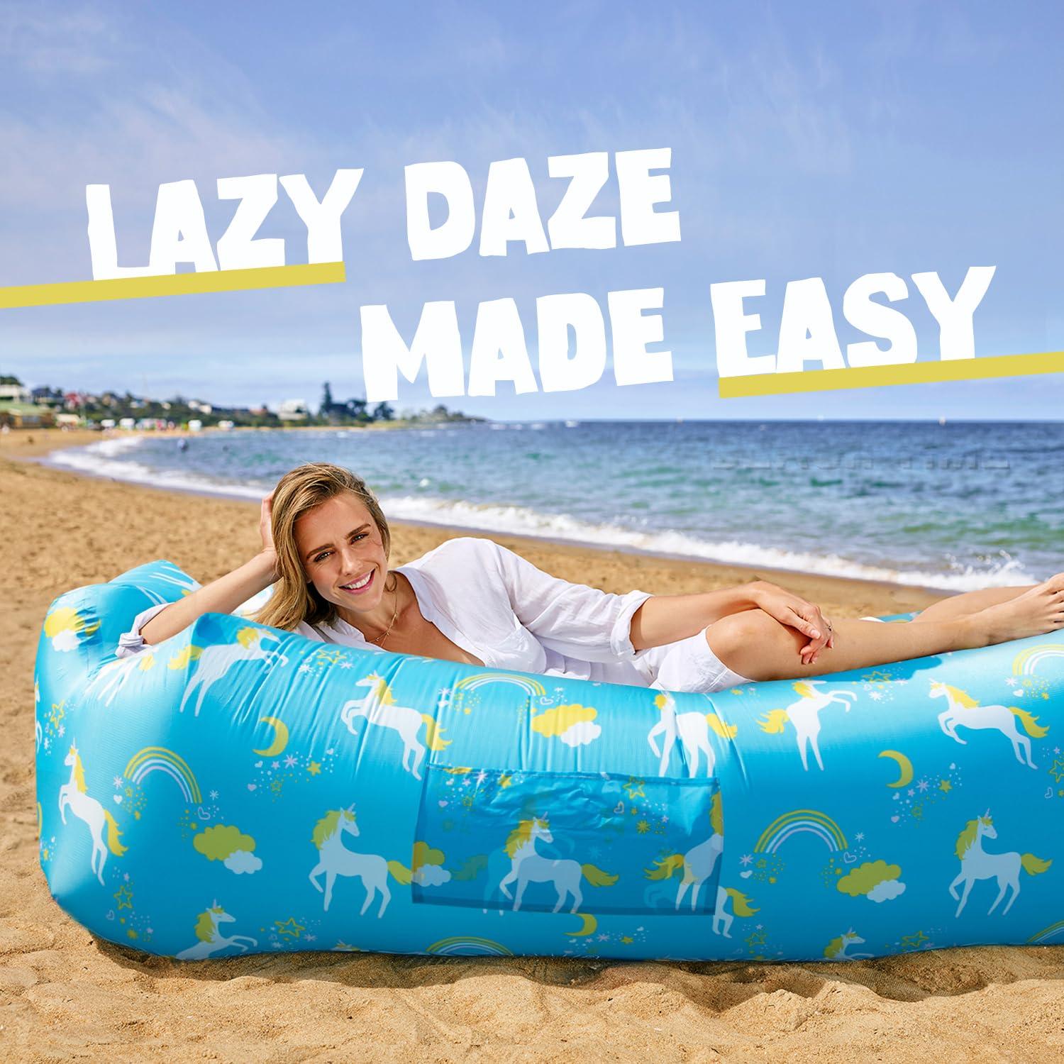 AlphaBeing AlphaBeing Inflatable Lounger Beach Chair Accessories, Air Sofa Hammock Inflatable Couch for Camping Backyard Lakeside with Compression Sacks, Ideal Outdoor Gifts for Adults
