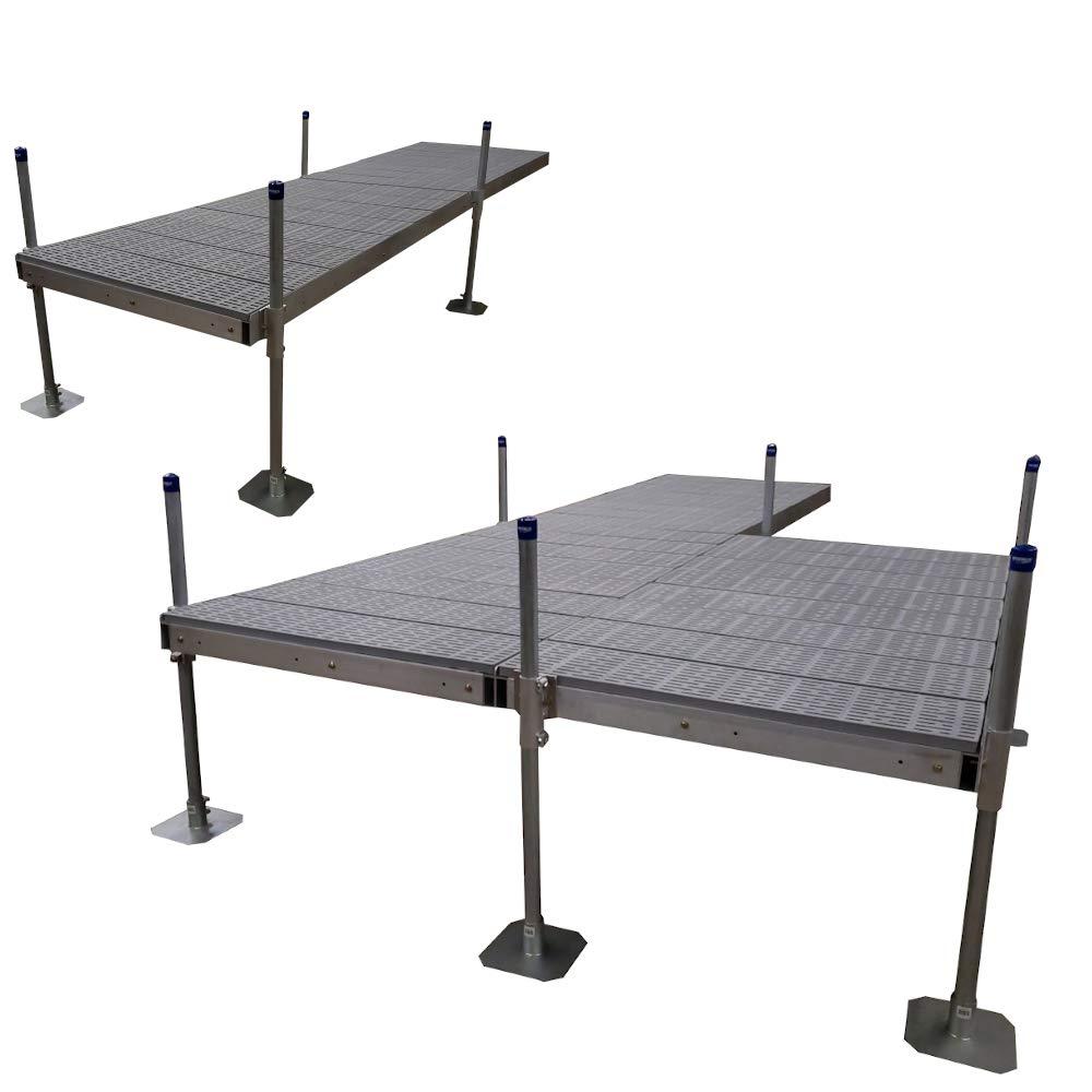 Patriot Docks Patriot Docks Complete Aluminum 4ft x 8ft Low Pro Aluminum Frame Dock Kit with Gray Poly Decking and 4 ft HD Pipe Supports (10504)