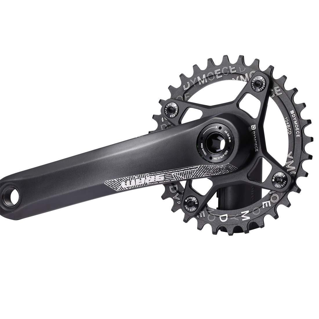 Dymoece Dymoece Narrow Wide Bike Single Chainring 104BCD 32T/34T/36T/38T for 9 10 11 SpeedRound,Black/Red,Perfect for Most of Shimano and Sram Cranksets (Black, 32T)