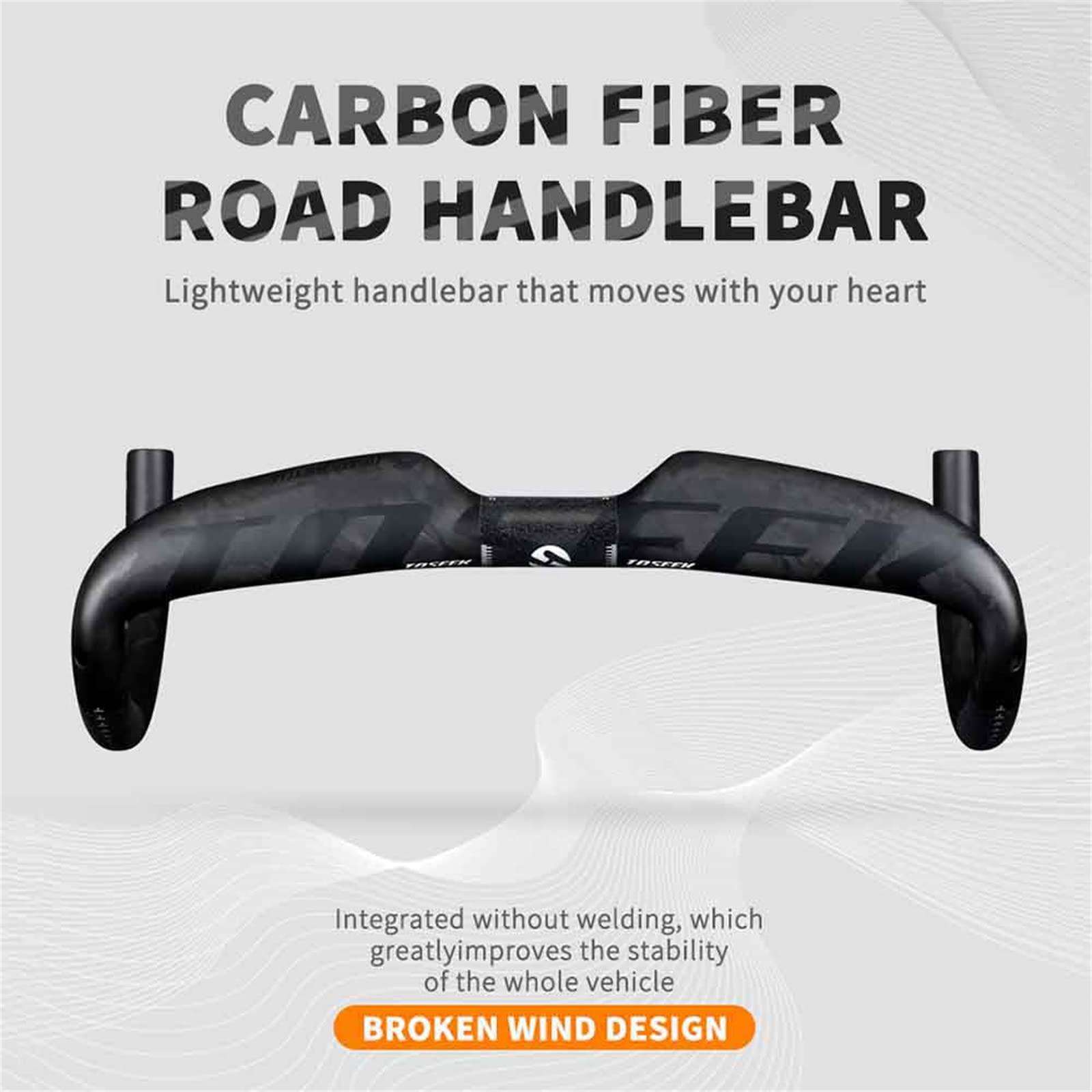 GXMCLCY 31.8mm Aero Bent Handlebar Ultralight Road Bike Carbon Fiber Handlebars Drop Handlebars UD Matting/Matte 400/420/440mm Bike Parts for Road Bike,Black,440mm