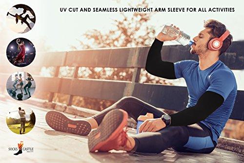 Mipan GamsungTex Mipan GamsungTex ARM Sleeves for Men and Women UV Cut Flexible & Durable by SOCKSCASTLE Aqua X (White 6 Pair)