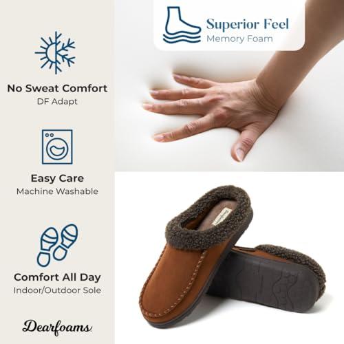 Dearfoams Dearfoams Men's Indoor/Outdoor Breathable Memory Foam Clog Offered in Wide Widths, Chestnut, Medium