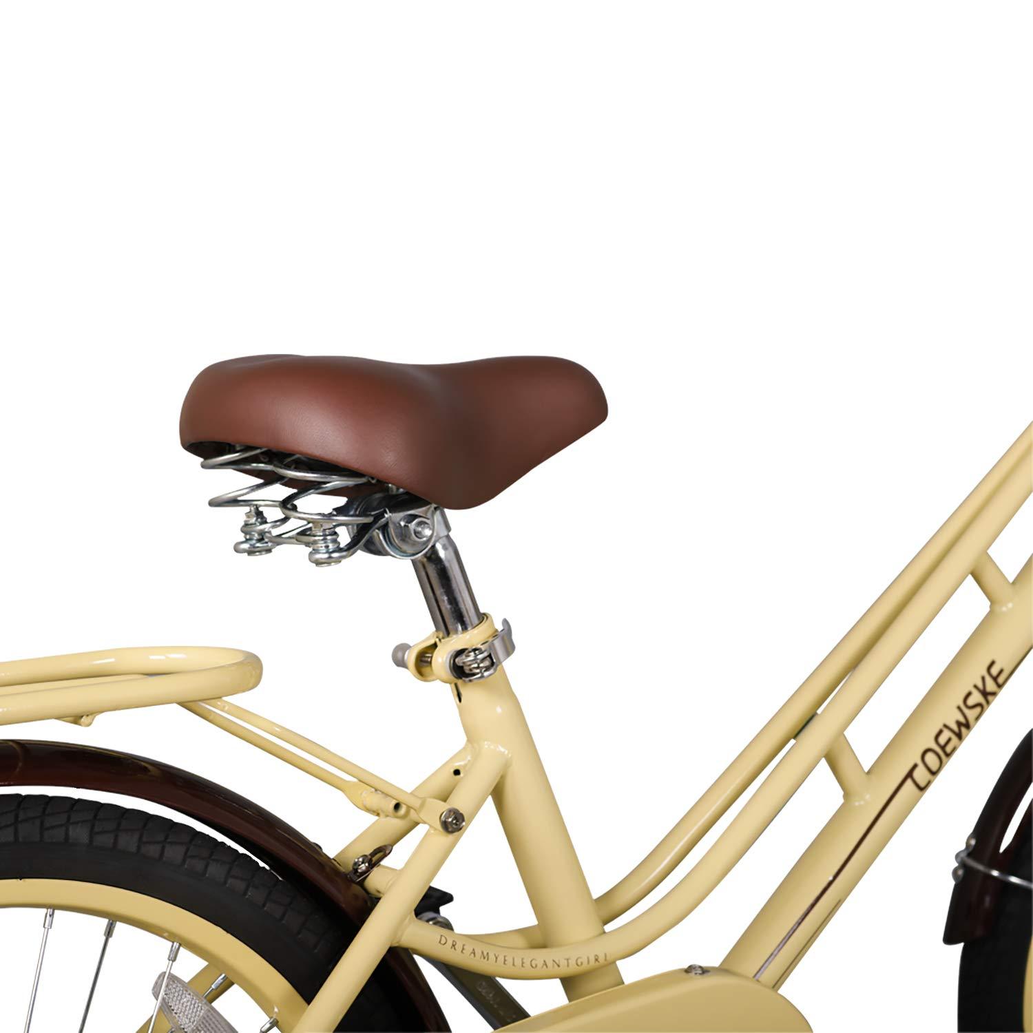COEWSKE COEWSKE 20 Inch Kids Bike Bicycles Fantasy-Style, Children Toddler Girls Leisure Bicycle with Basket Kickstand Included Fit for 6-10 Years Old Or 49-57 Inch Kids (Yellow)