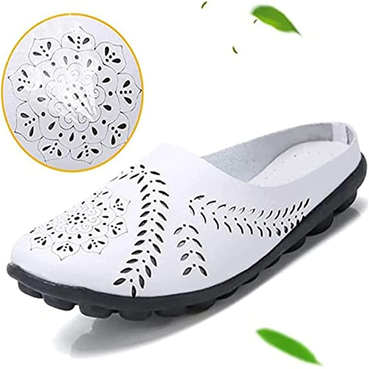 MiNGQIU MiNGQIU Owlkay Casual All-Match Hollow Slippers,Women's Low Top Flat Leather Sandals Women's Comfortable Slip-on Loafer Shoes,Sandals Flats for Women Slip-on Loafer. (Yellow,9)