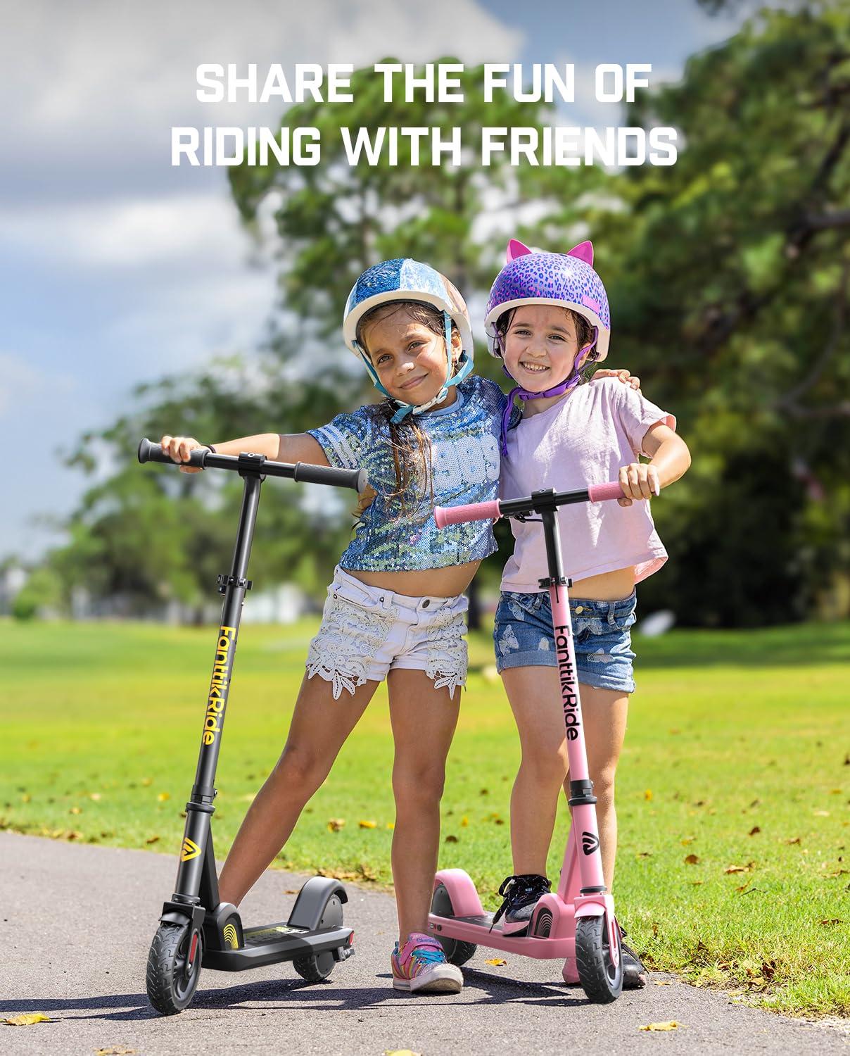 FanttikRide FanttikRide C9 Electric Scooter for Kids 8-12, Adjustable Handlebar Height for Riders 3.9-5.2 ft, 132 lbs, Up to 40 mins Continuous Time, 5 Miles Range, 2 Safe Max Speed 6/10 MPH, Pink