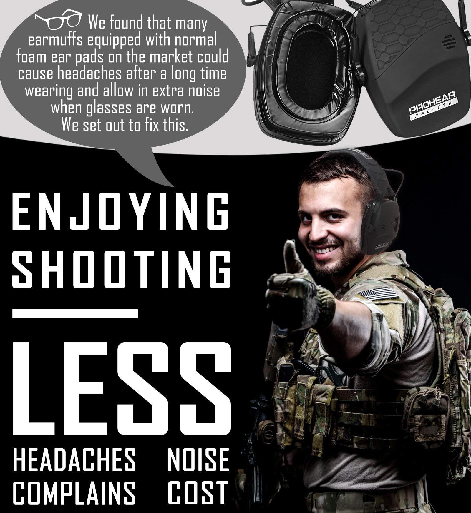PROHEAR PROHEAR Digital Electronic Shooting Ear Protection Muffs with GEP02 Gel Ear Pads, Hunting Sound Amplification Earmuffs, NRR 23dB Low Profile Hearing Protection for Gun Range - Black