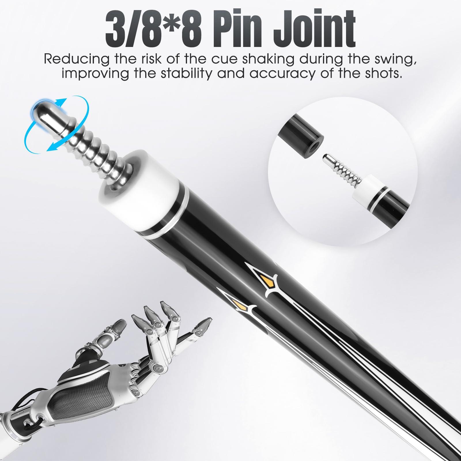 PODAYUDE PODAYUDE Carbon Fiber Pool Cue, 12.5mm Tip Low Deflection Billiard Cue Sticks Pool Sticks, 58\" Pool Cues with Velvet Bag, 19-19.5oz