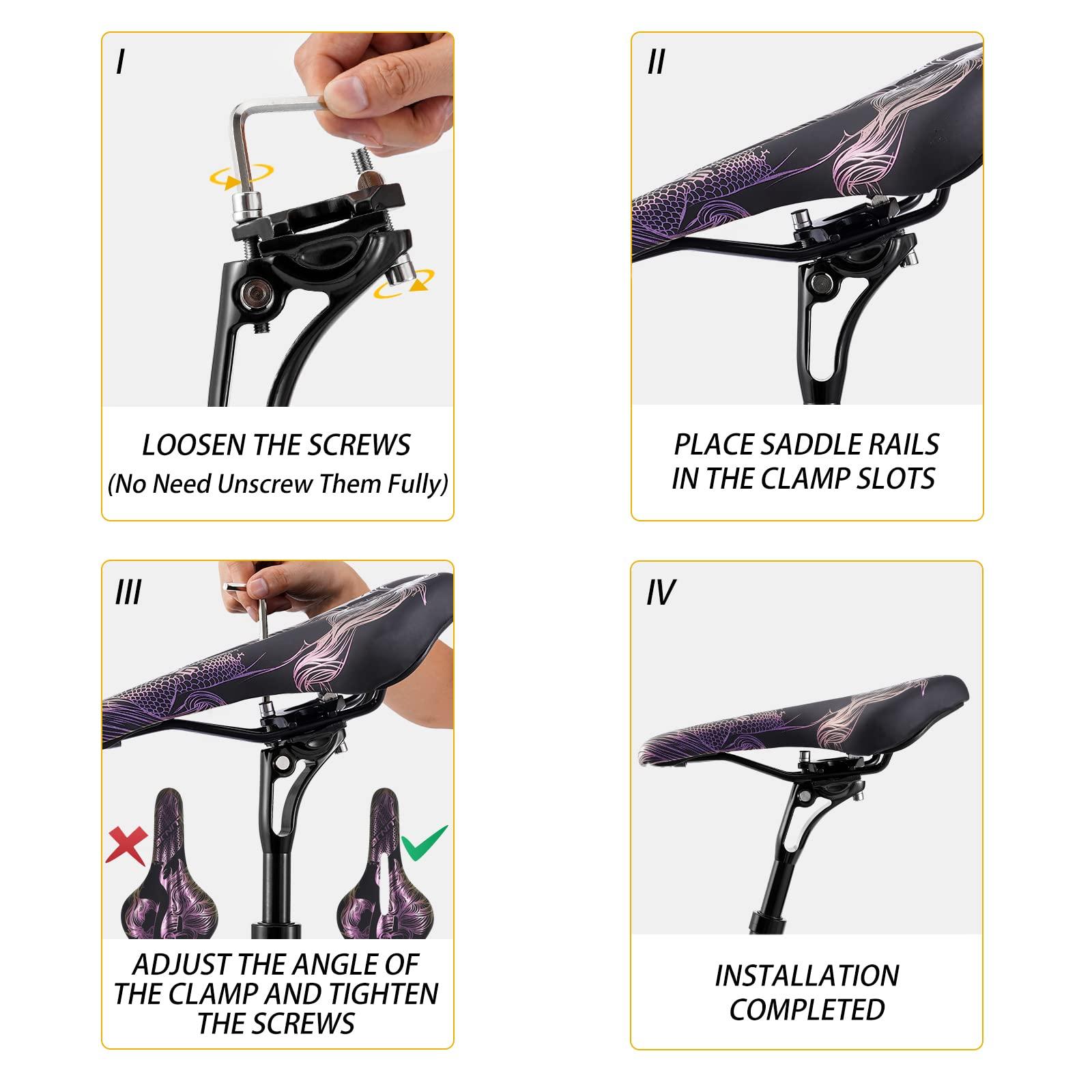 BONMIXC BONMIXC Suspension Seatpost 27.2 400mm Layback, 300lb Support for Larger & Tall Riders, Reduce Wind Drag, Anti-Slip Shock Absorbing Alloy Bike Seat Post, Adjustable Two-Way-Bolt Clamp