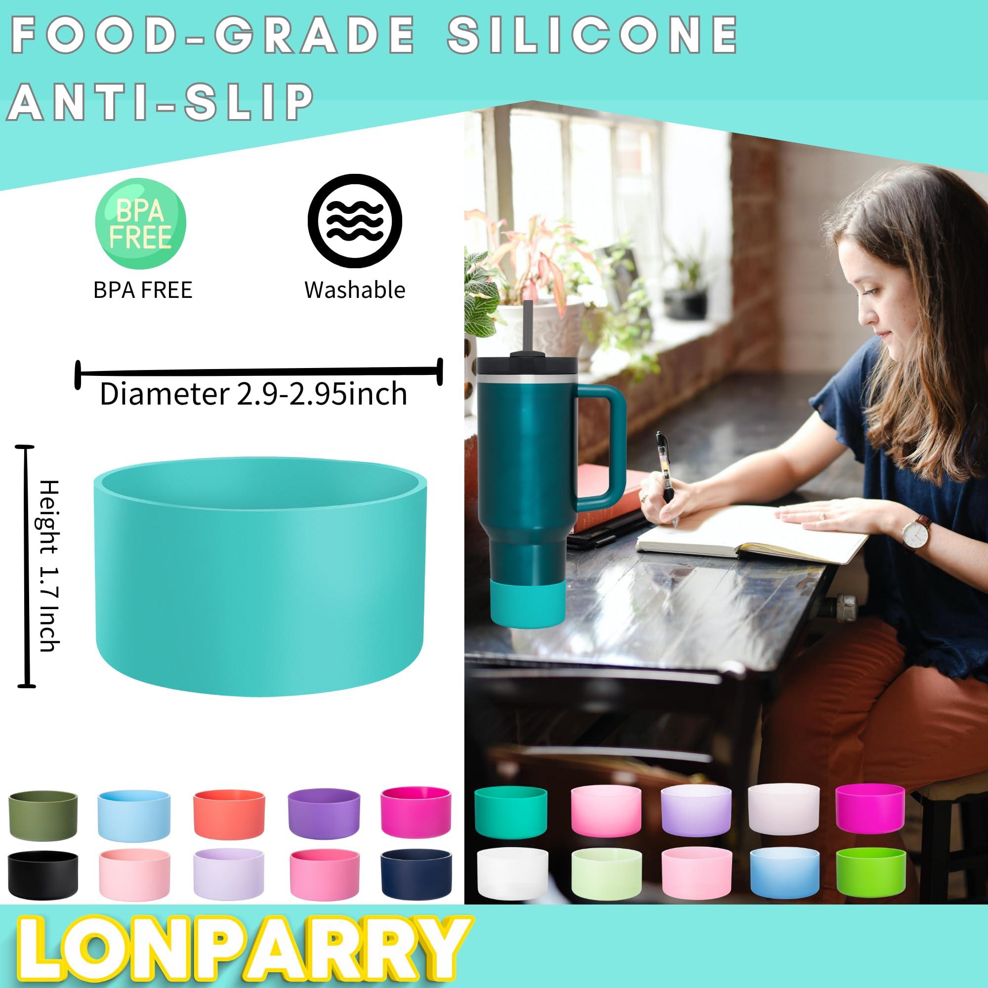 LONPARRY LONPARRY 2-Pack Silicone Boot for Stanley 40 30 oz Quencher Adventure Tumbler, Stanley IceFlow 30/20 oz, Stanley Cup Protector Accessories Anti-Slip Sleeve Turquoise+Lake Green