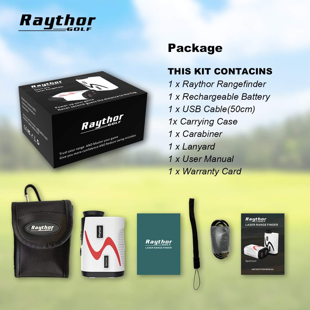 Raythor Raythor Golf Rangefinder, 6X Rechargeable Laser Range Finder 1000 Yards with Slope Adjustment, Flag Seeker with Vibration and Fast Focus System, Continuous Scan Support, Help You Choose The Right Club