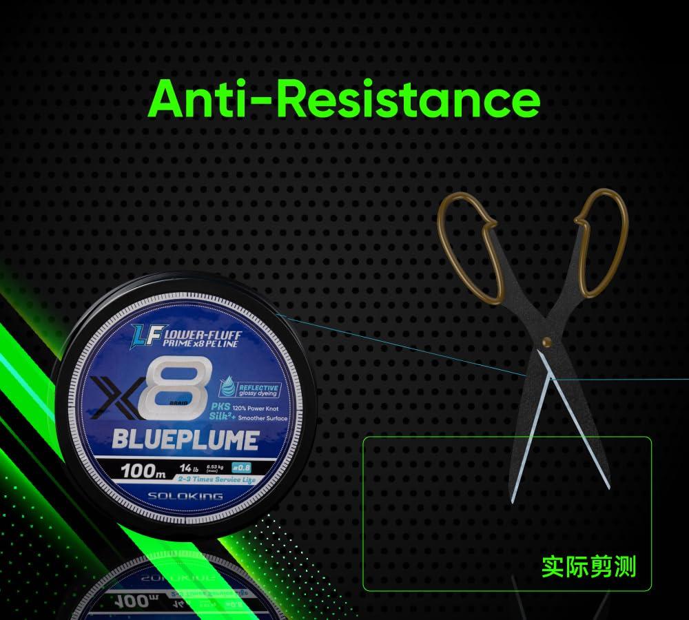 Soloking SOLOKING X8 Braided Fishing Line 109/165Yards Freshwater Saltwater PE Line for Fishing 12LB-40LB Super Smooth Multifilamemement (Green-150m/164Yards, 3.0# 40LB 0.285mm)