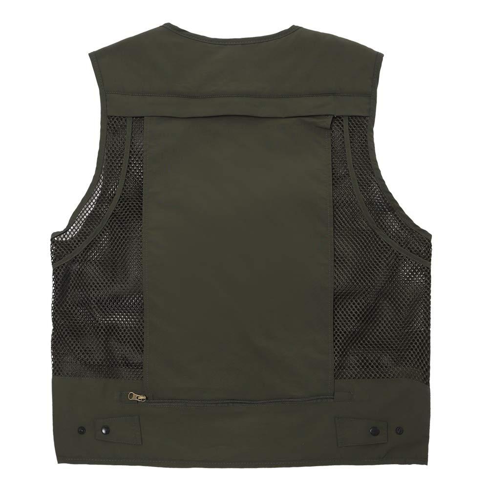 Ziker Ziker Men's Mesh Breathable Openwork Camouflage Journalist Photographer Fishing Vest Waistcoat Jacket Coat (as1, alpha, s, regular, regular, Army Green02)