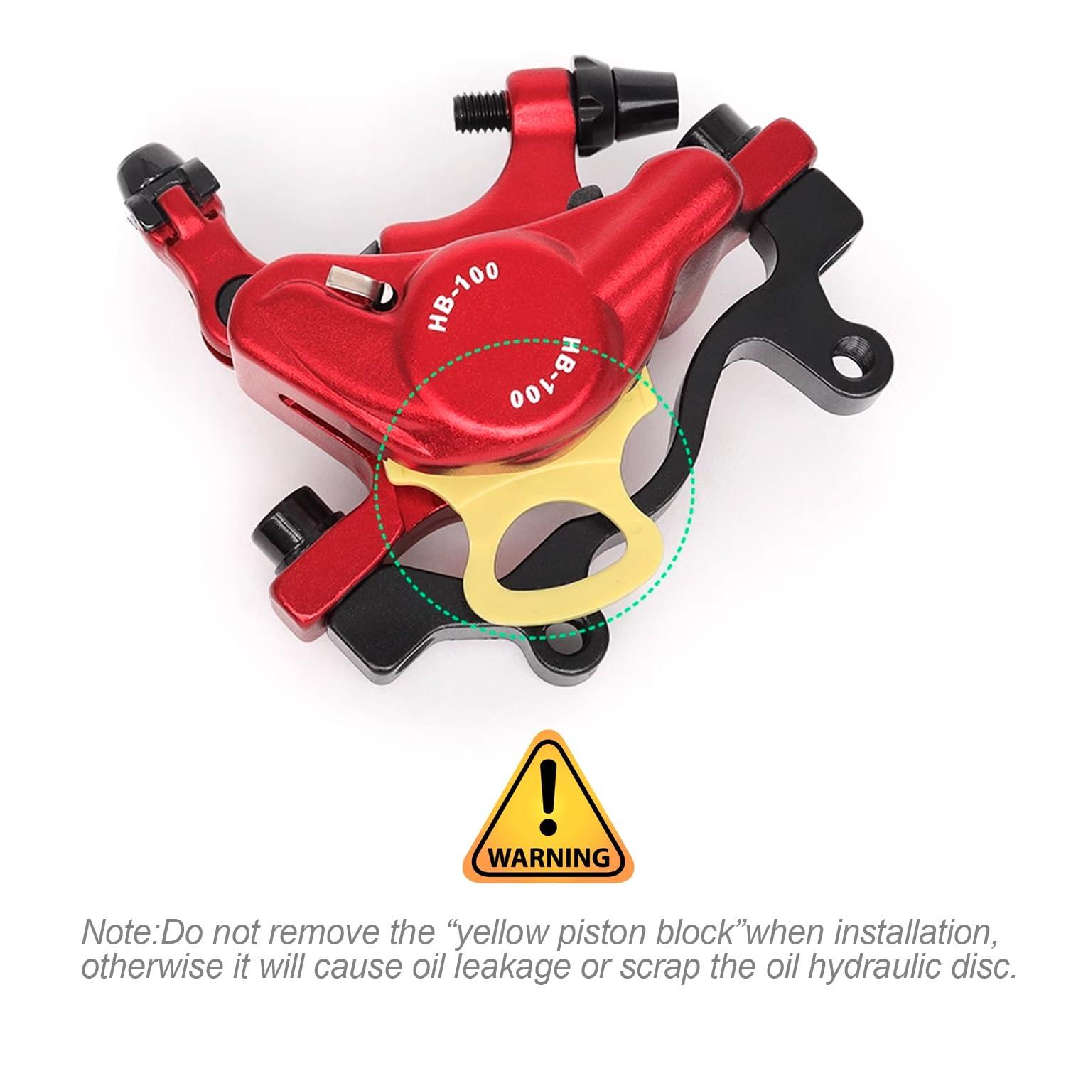 catazer catazer MTB Road HB-100 MTB Road Line Pulling Hydraulic Disc Brake Calipers Front & Rear Mountain Bike Disc Brake E-Bike Disc Brake (1 Pcs Red Front)