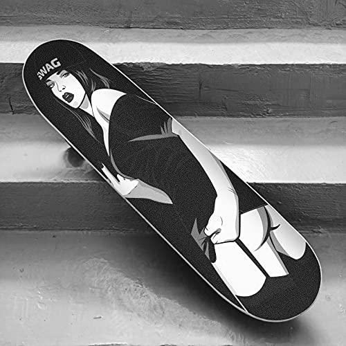 Hupery Hupery Sexy Rap Music Girl Skateboard Grip Tape Longboard Griptape Waterproof Grip Tape Sheet Sticker Deck Sandpaper Griptape 33.1x 9.1 inch