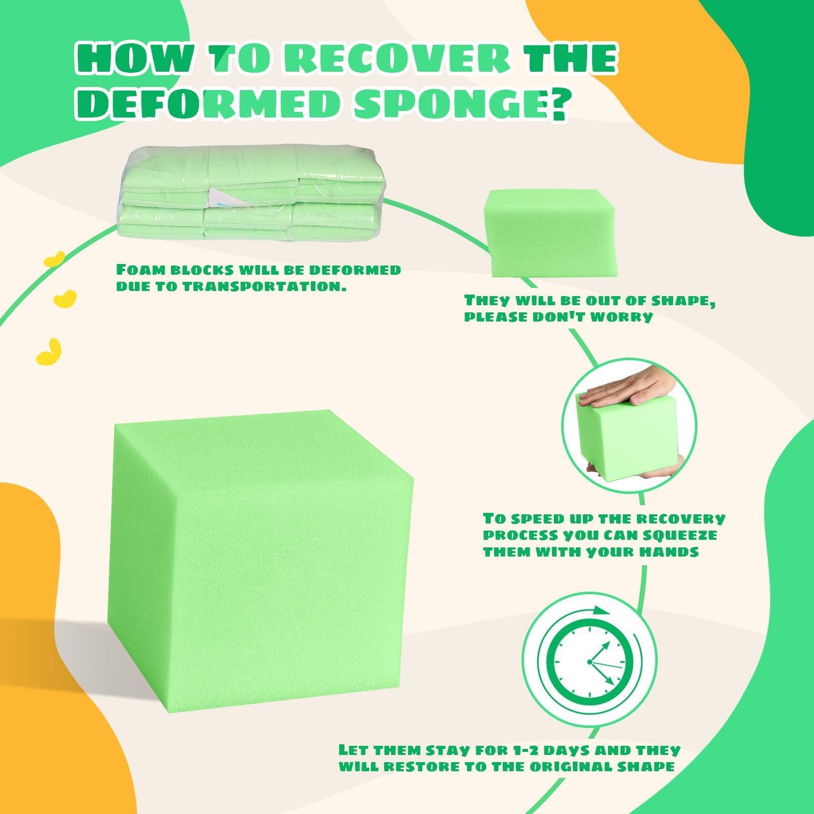 TAYUQEE TAYUQEE Foam Pit Cubes, 24 PCS 5 Inches Gymnastics Foam Blocks Trampoline Blocks, Multi-Sport Protective Padding for Freerunning, Trampoline, Parkour, Skate Parks & BMX - Green