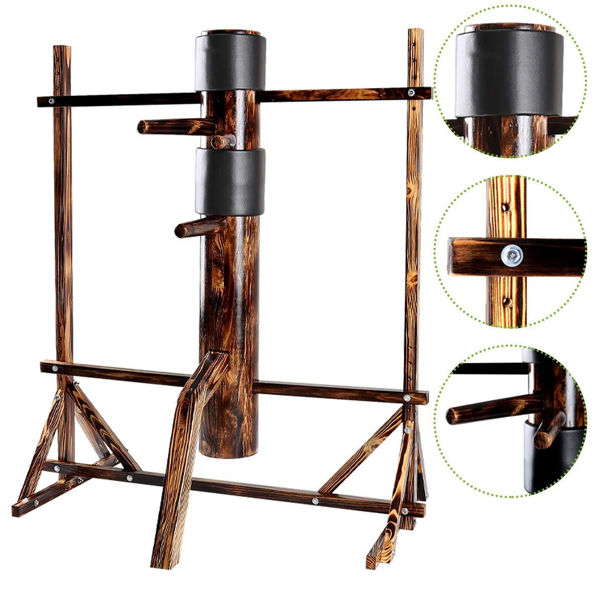 Flex HQ Flex HQ Adjustable Height Wing Chun Dummy Mook Yan Jong IP Man Training Target Wood with Frame Stand