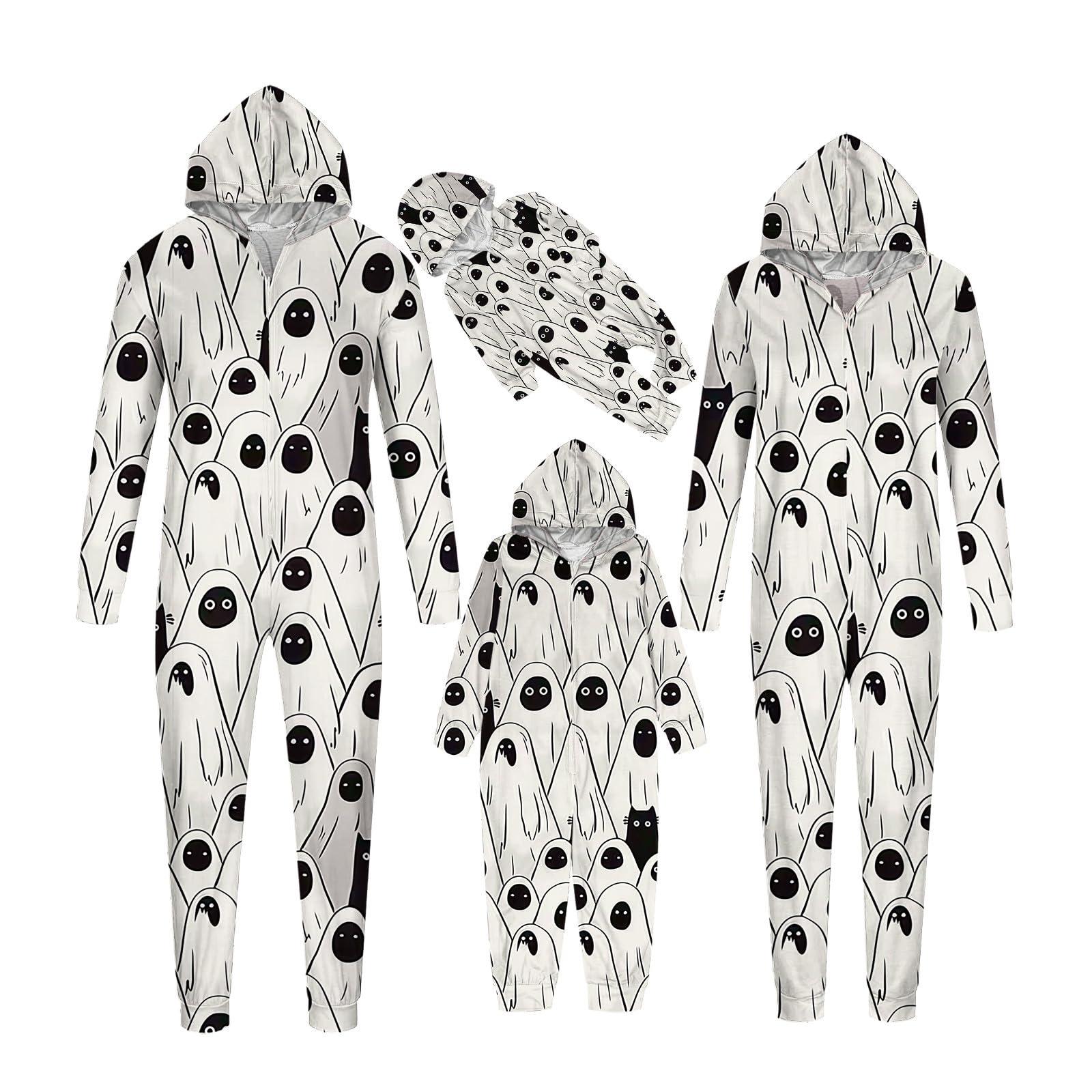 NineFit Basics Family Matching Pjs Halloween, Halloween Costumes for Family, Halloween Pajamas Long Sleeve Family Matching Jumpsuits Rompers Family Halloween Costumes Pajamas Matching Pjs Sets D03 White