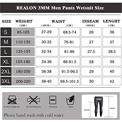 REALON REALON Wetsuit Pants Men Womens Wet Suits Swim Tights 3mm Neoprene Swimming Leggings 2mm Long Diving Surfing Kayak Pant Keep Warm for Workout Scuba Snorkeling Canoeing Water Sports (M)