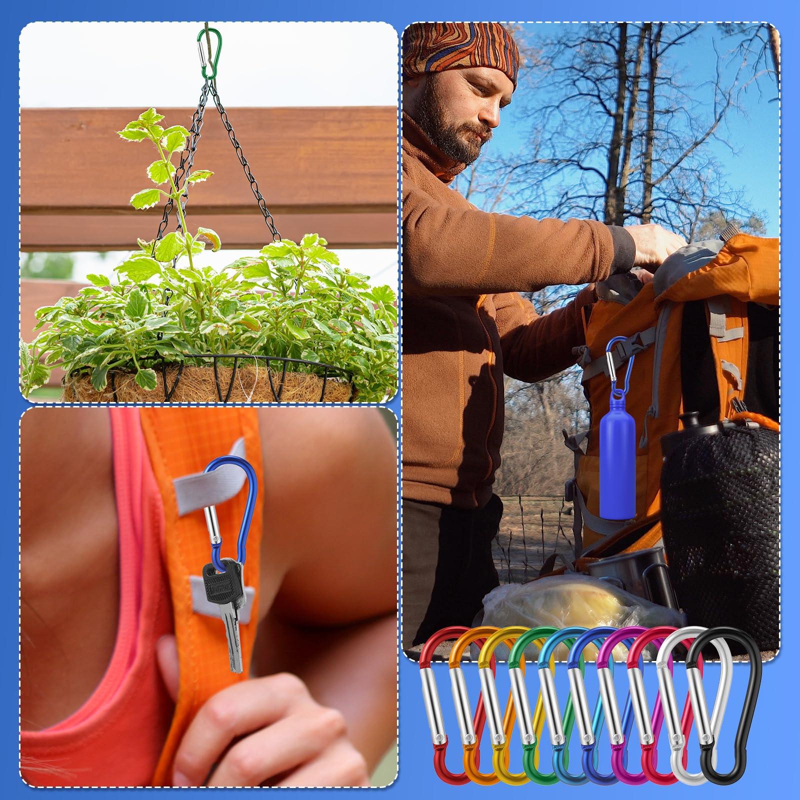 Yaocom Yaocom 300 Pcs 2\" Carabiner Bulk Spring Snap Hooks Bulk Aluminum Alloy Clip Keychain for Hanging Camping Hiking Traveling Fishing Outdoor Activities(Colorful)