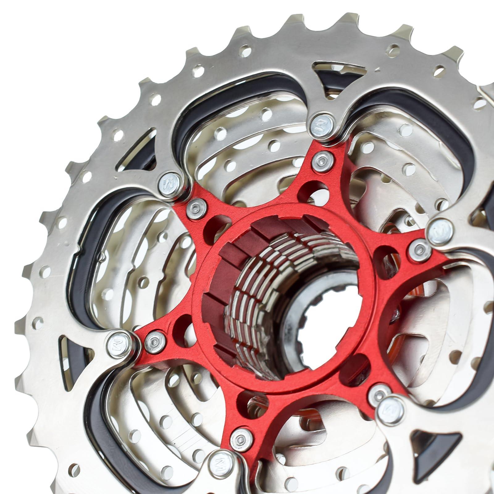 VG SPORTS VG SPORTS 12 Speed 11-30T Road Bike Ultra-Light Cassette Lightweight Aluminum Bracket Bike Cassette (Silver)