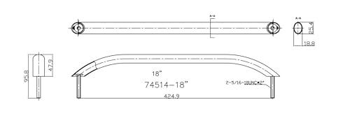 Pactrade Marine Pactrade Marine Boat Stainless Steel Heavy Duty Handrail Grab Handle 18 Inches with Studs Hardware