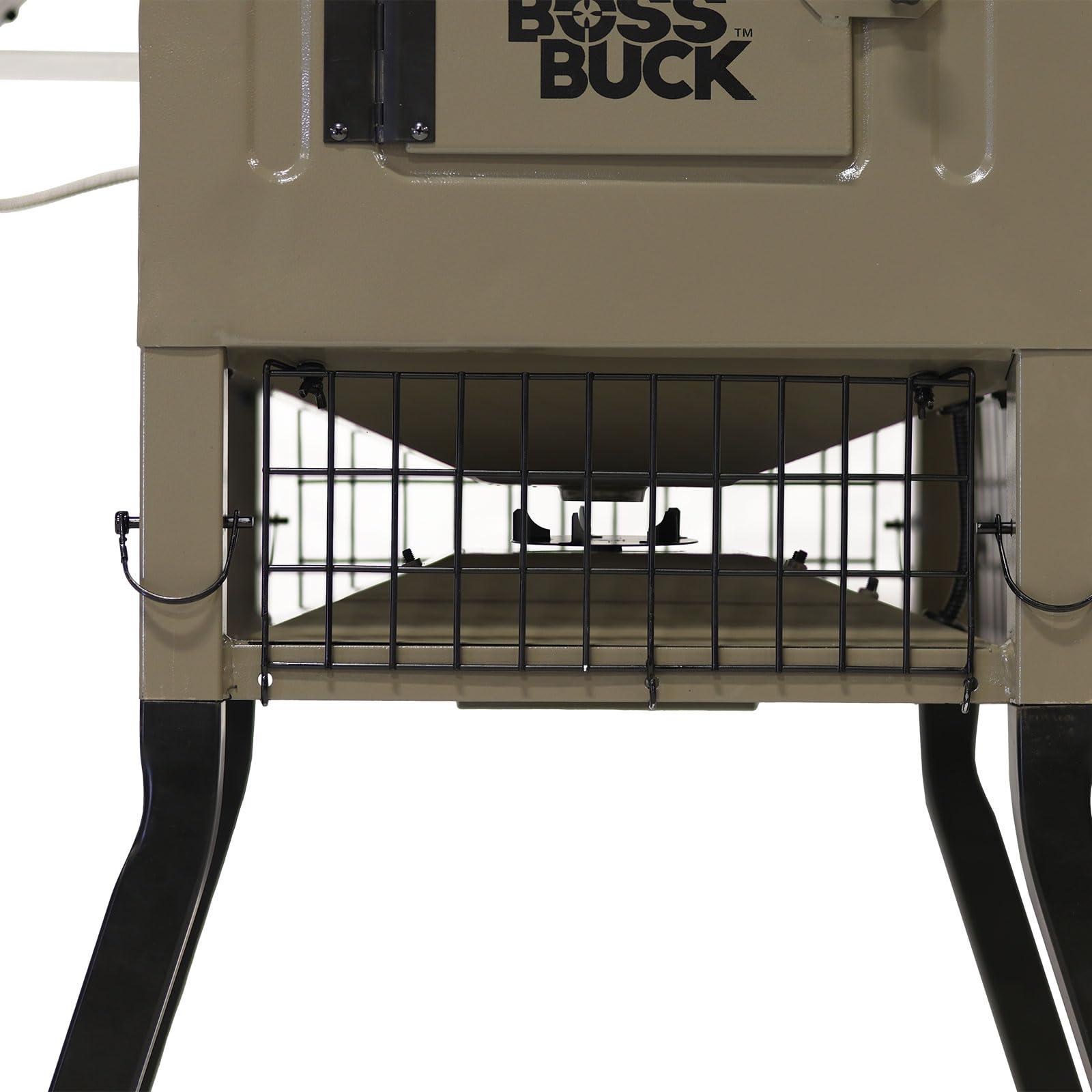 Boss Buck Boss Buck Stand & Fill Sled Feeder with Diverter Plate & Solar Panel | Easy Assembly Durable Steel Deer Hunting Varmint Guarded Programmable Automatic Game Feeder, 300LB