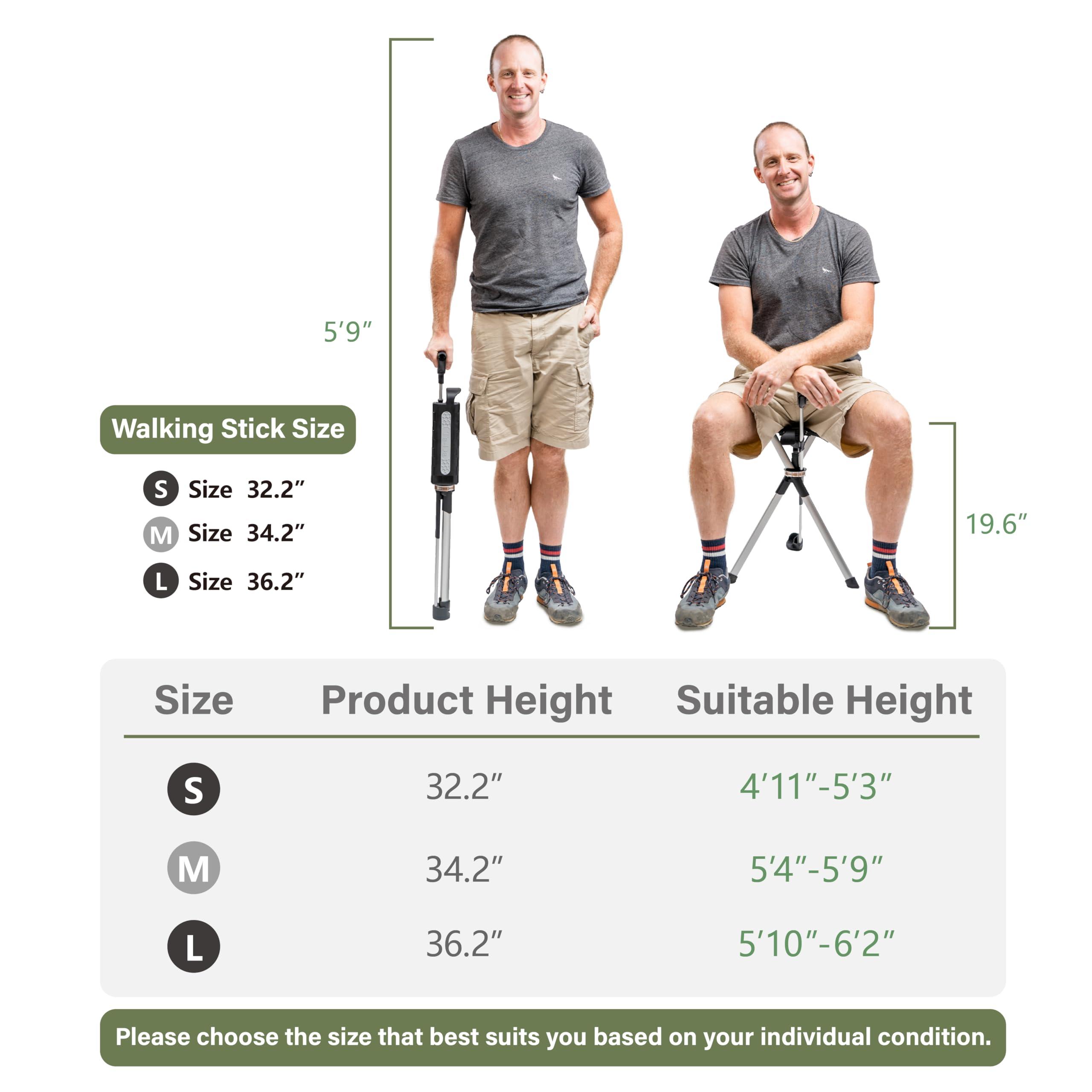 STEP2GOLD STEP2GOLD Ta-Da Chair Series 2- Portable Walking Stick, Cane with Seat, Foldable Chair, Hiking Stick, for Camping, Hiking, Lightweight Aluminum, Easy Carry, Anti-Slip (32.2"/Blue)