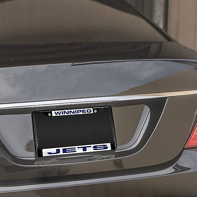 Rico Winnipeg Jets Chrome Black Metal License Plate Frame Set of 2 for Your car, Truck or SUV