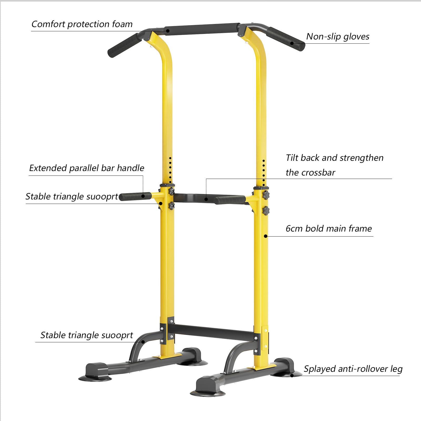 SogesPower SogesPower Power Tower Dip Station Pull Up Bar for Home Gym Adjustable Height Strength Training Workout Equipment,Yellow