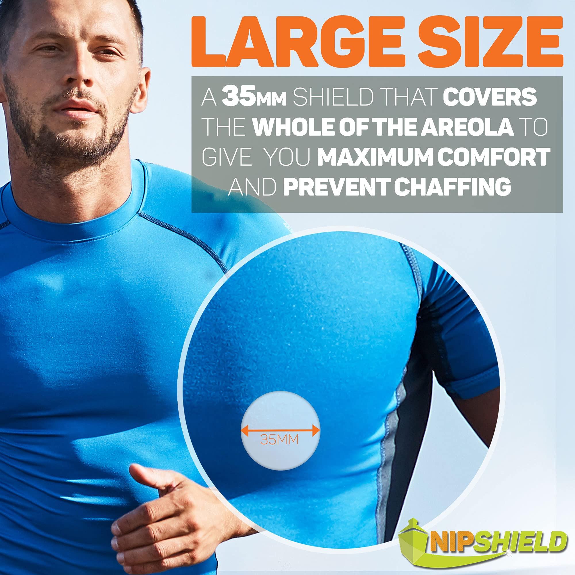 Nipshield NIPSHIELD Nipple Covers for Running 50-Pack - Anti Chafing Nip Guards for Jogging - Larger 35mm Running Nipple Shields - Sweat, Water- Resistant Nipple Pads - Disposable Travel Friendly Nip Protectors