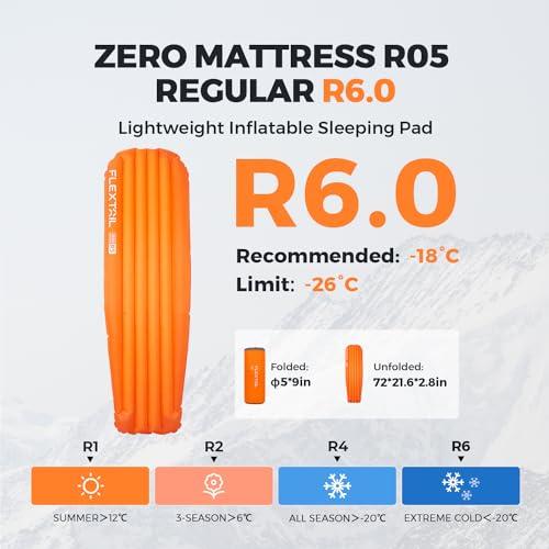 FLEXTAILGEAR FLEXTAILGEAR Inflatable Sleeping Pad with 6R Value Ultralight 2.8 Inch Camping Mattress, 4 Seasons Compact Backpacking Gear Essentials for Camping, Traveling, Hiking and Tent