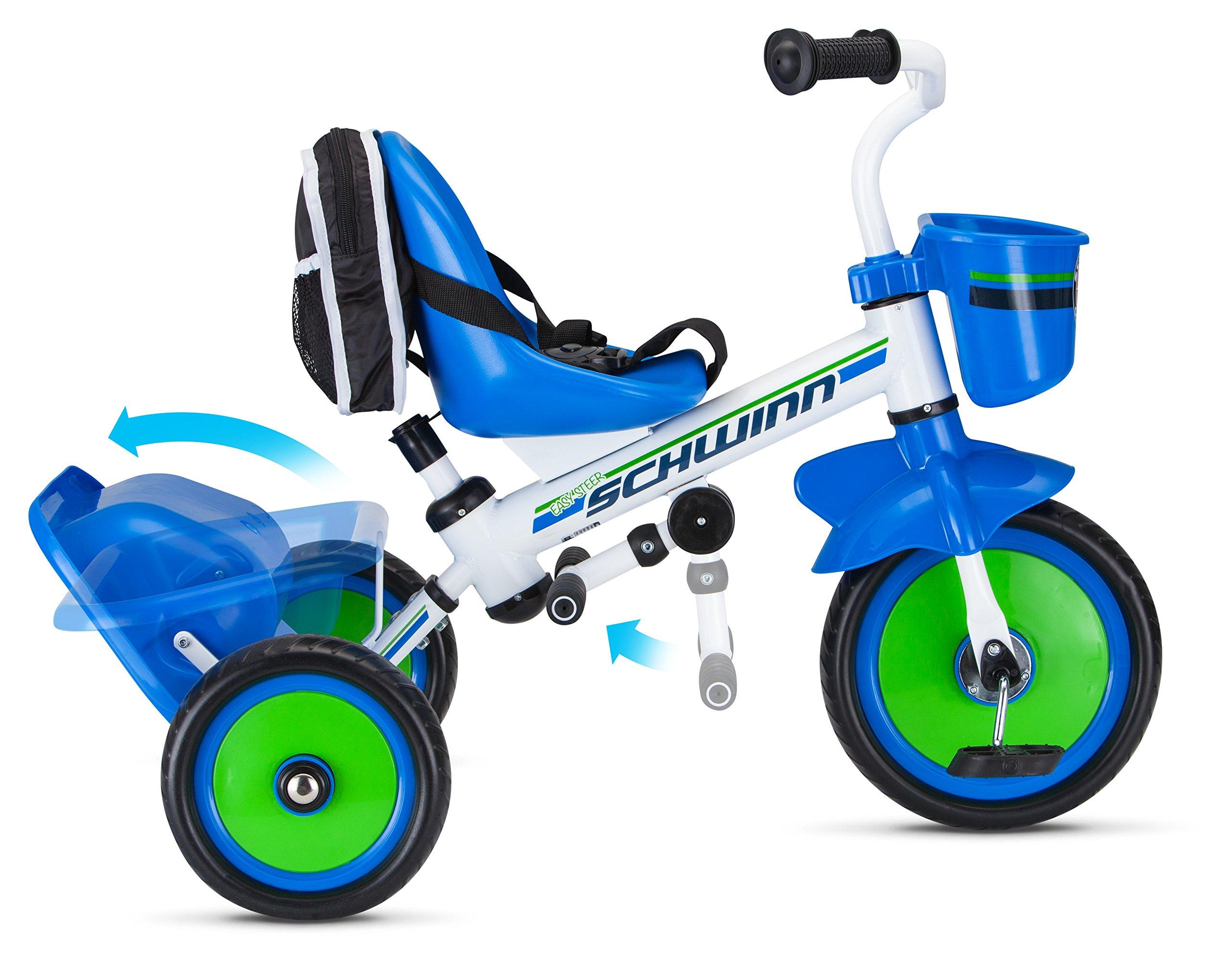 Schwinn Schwinn Easy Steer Bike for Toddler, Kids Tricycle with Removable Push handle, Steel Trike Frame, Boys and Girls Ages 2-4 Year Old, Blue, 41\" x 20\" x 41\"