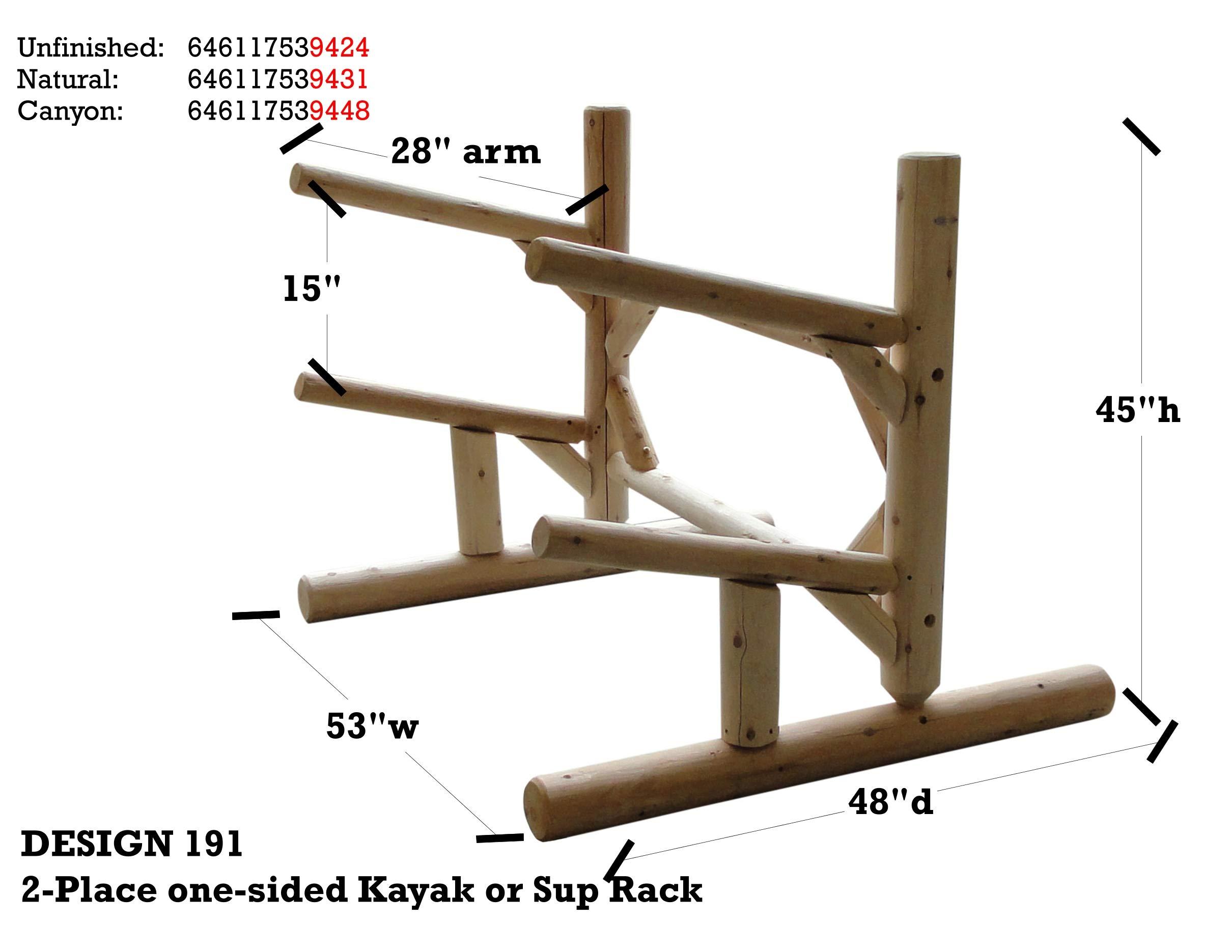 Log Kayak Rack Log Kayak Rack - 2-Place One-Sided Kayak/SUP Log Rack, Garage Kayak Storage Rack, Outdoor Kayak Rack, Free Standing Kayak Rack, SUP Rack, Paddle Board Rack, Kayak Stand, SUP Storage Rack - Natural
