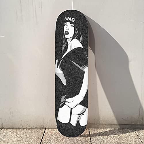 Hupery Hupery Sexy Rap Music Girl Skateboard Grip Tape Longboard Griptape Waterproof Grip Tape Sheet Sticker Deck Sandpaper Griptape 33.1x 9.1 inch