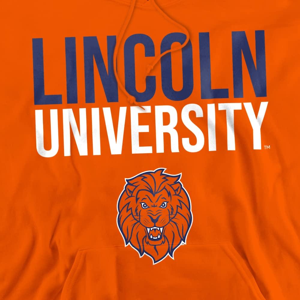 LOGOVISION Lincoln University Official Stacked Unisex Adult Pull-Over Hoodie,Orange, 2X-Large