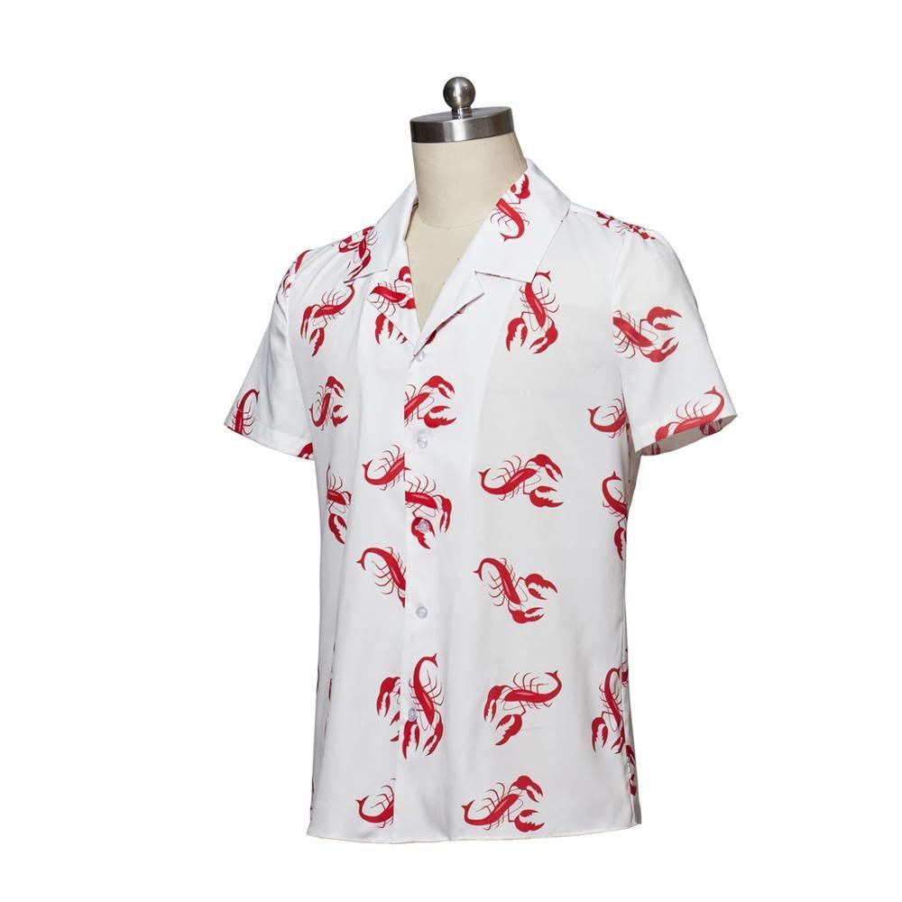 MyheroCos Men's Kramer Seinfeld Lobster Shirt Button-Up White Shirt Casual Shirt Top-XL