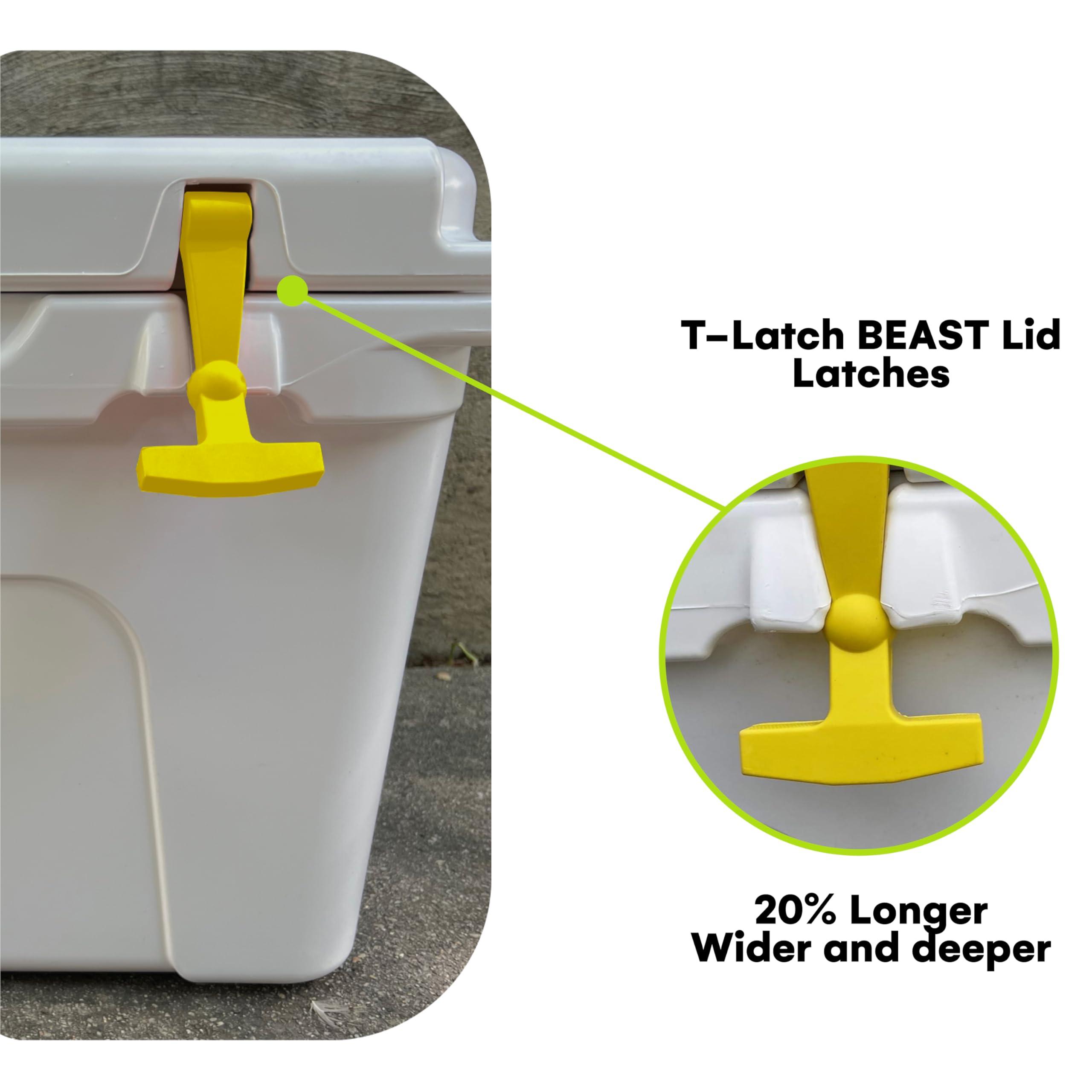 BEAST COOLER ACCESSORIES 2-Pack Replacement Lid Latches Compatible With Yeti and RTIC Hard Coolers, Designed and Manufactured - Larger, Ergonomically Improved Design That Fits all Yeti Tundra Coolers (Yellow)