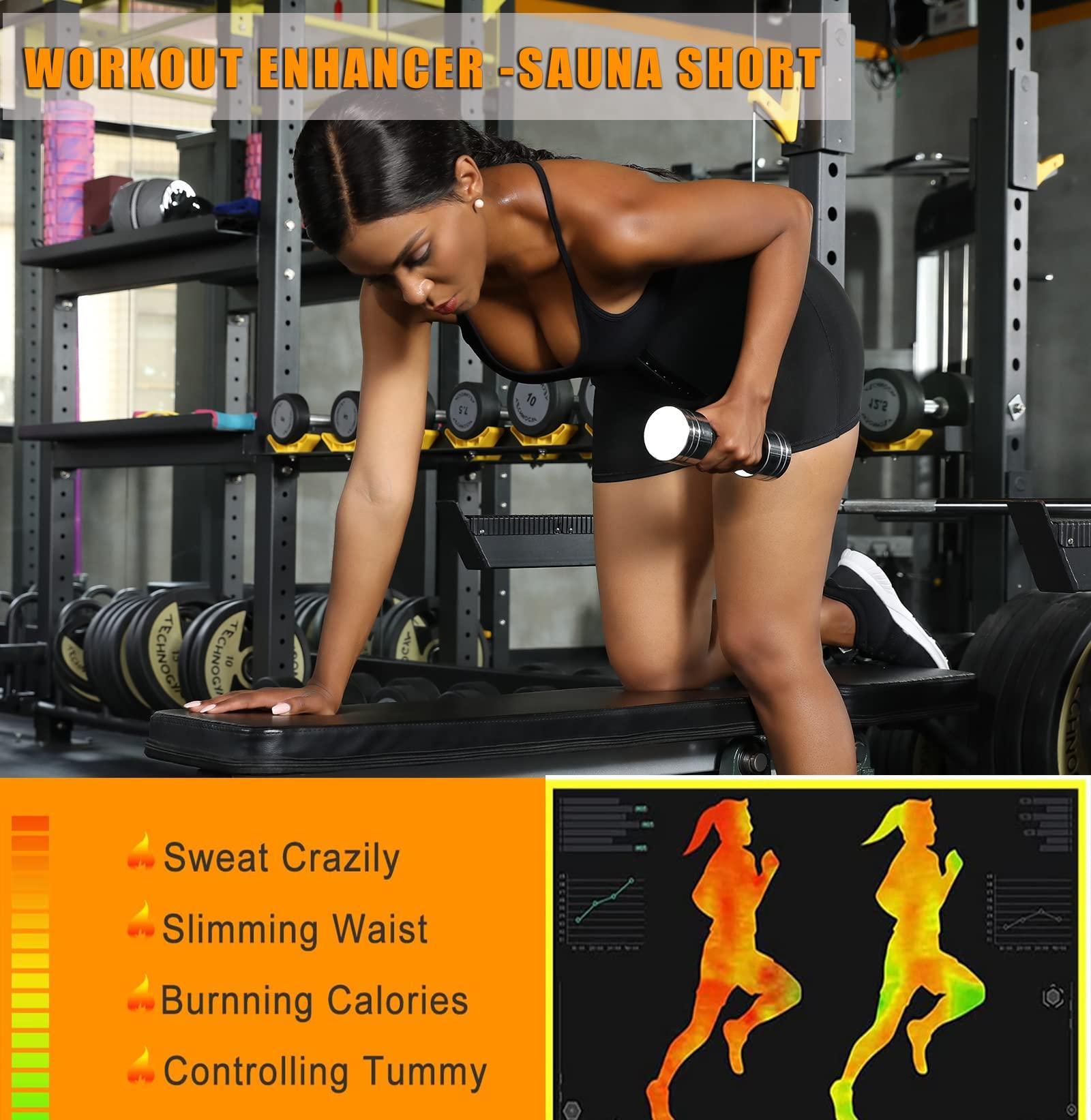 BODYSUNER BODYSUNER Sweat Sauna Leggings Pants for Women Thermo Compression Workout Gym Slimming Thigh Trimmer Blue,SM