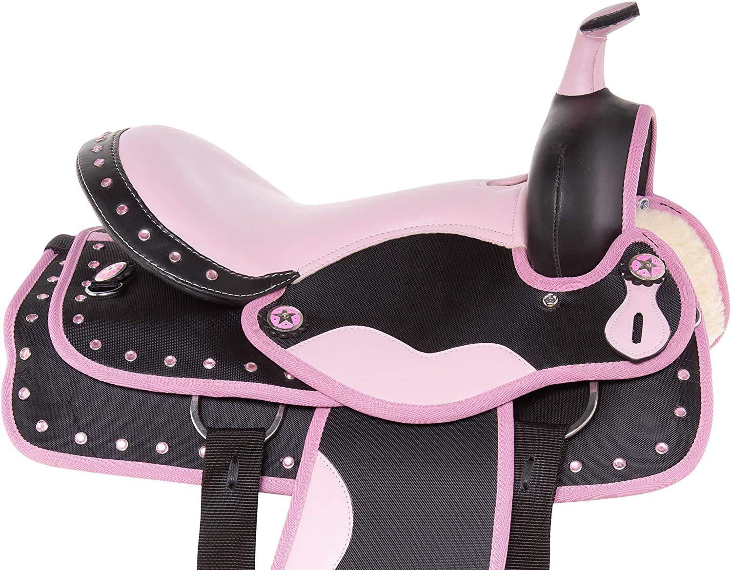 Deen, Enterprises Deen, Enterprises Youth Child Synthetic Western Pony Miniature Horse Saddle Tack Get Matching Headstall, Breast Collar & Saddle Pad Size 10\" to 12\" Inches Seat Available (11\" Inches seat)