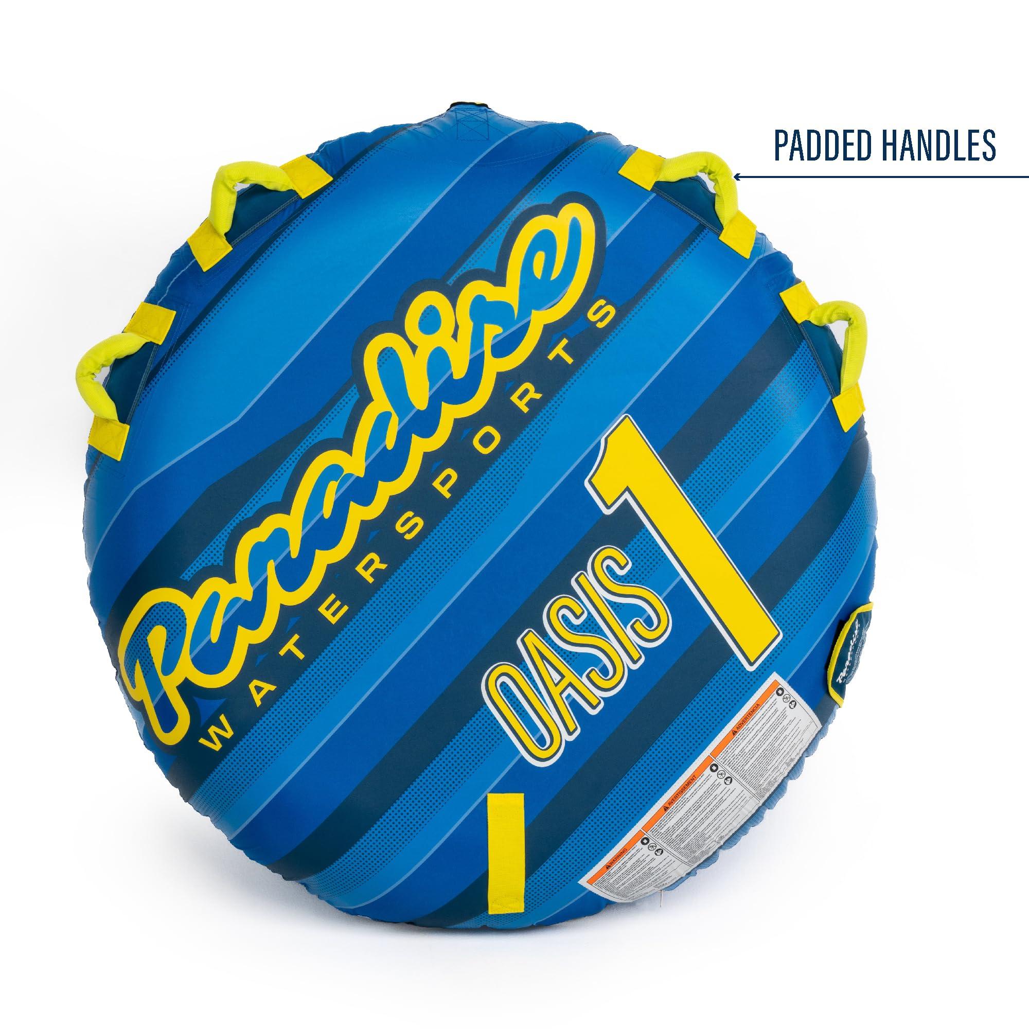 NorEast Outdoors NorEast Outdoors Paradise Water Sports - Oasis Towable Tube for Boating - 1 Rider, Blue/Yellow