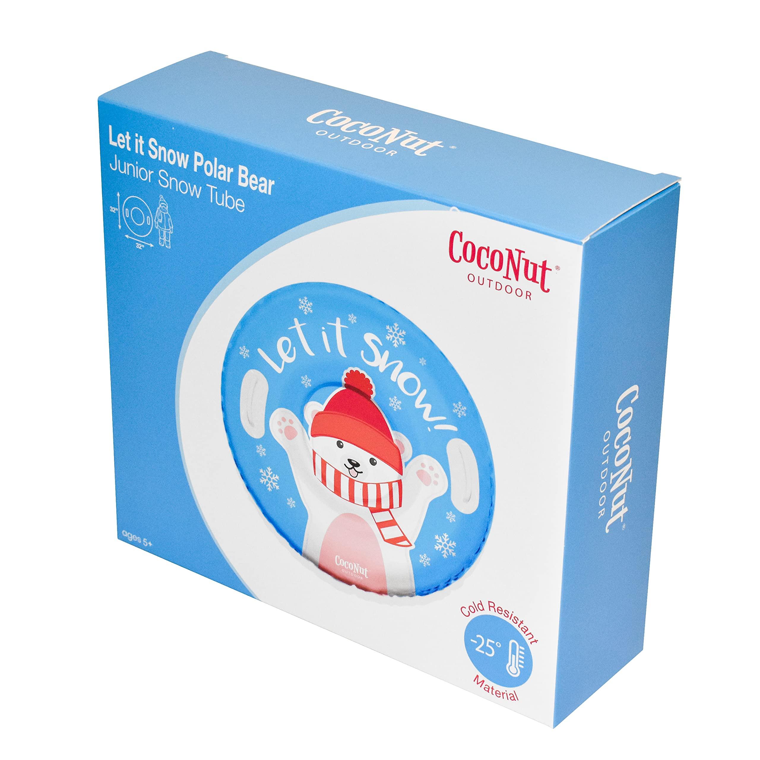 CocoNut Outdoor CocoNut Outdoor- 32 Inflatable Polar Bear Snow Ring- Let it Snow Heavy Duty Snow Sled with Sturdy Handles for Kids, Teens and Adults-Cold Resistant Toboggan -Lightweight Tube for Boys and Girls